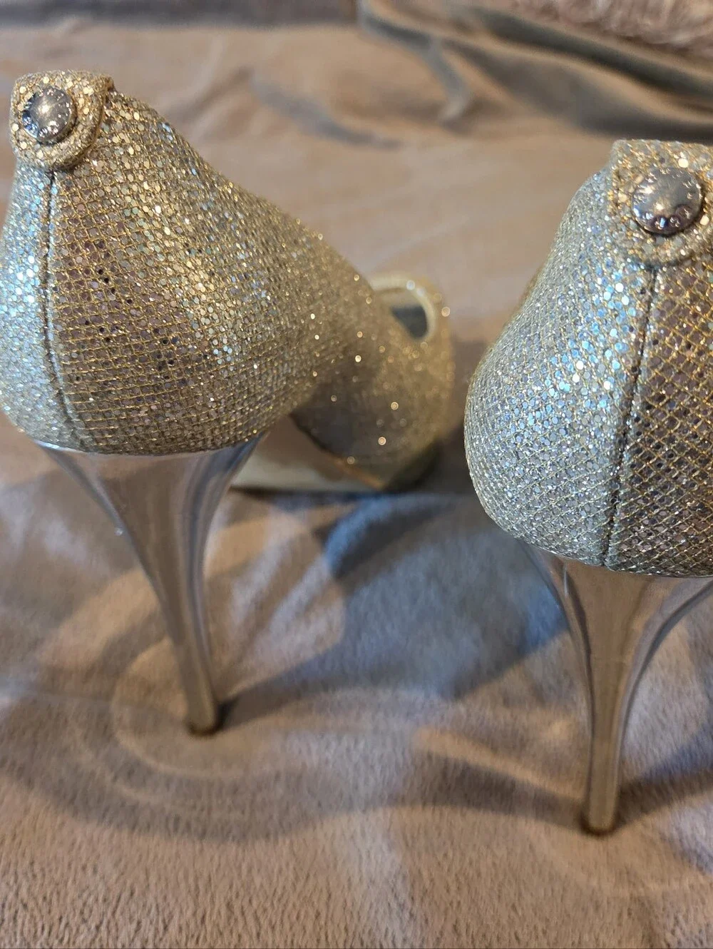 Michael Kors Silver Glitter Women's High Heels - Elegant Evening Pumps Sz 9